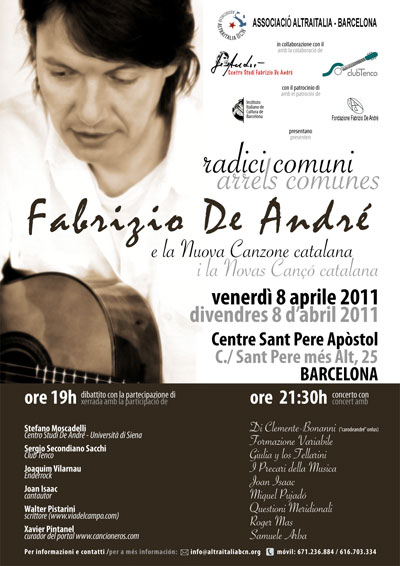 Cartel de «Radici comuni», homenaje a Fabrizio De André. 