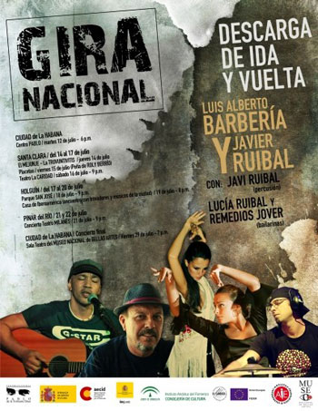 Cartel de la gira «Descarga de ida y vuelta» de Javier Ruibal y Luis Alberto Barbería. 