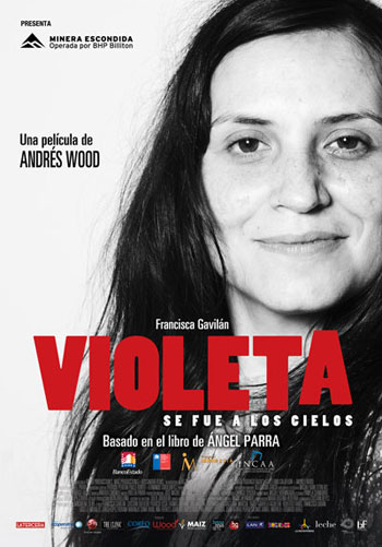 Cartel de la película «Violeta se fue a los cielos» de Andrés Wood.