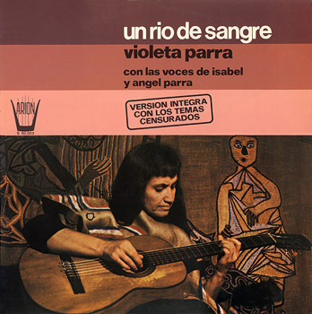 Portada de la tercera edición española de ARION (1978) de «Canciones reencontradas en París» de Violeta Parra. 