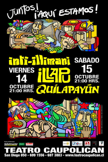 Cartel de los conciertos en el Teatro Caupolicán de la gira «Aquí estamos». 