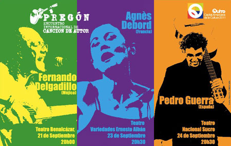 Cartel del Pregón del Encuentro Internacional de Canción de Autor 2011 en Quito. 