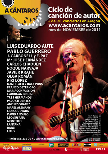 Cartel del II Festival de Canción de Autor «A cántaros» en Aragón. 