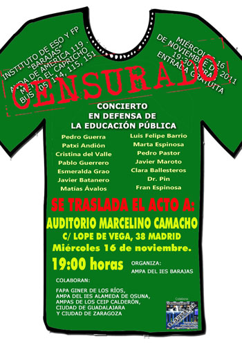 Nuevo cartel del «Concierto en defensa de la educación pública».