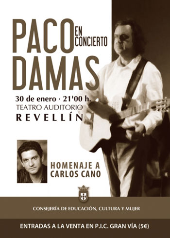 Cartel del concierto de Paco Damas «Homenaje a Carlos Cano». 