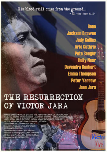 Cartel del documental «The resurrection of Víctor Jara» dirigido por John Travers. 