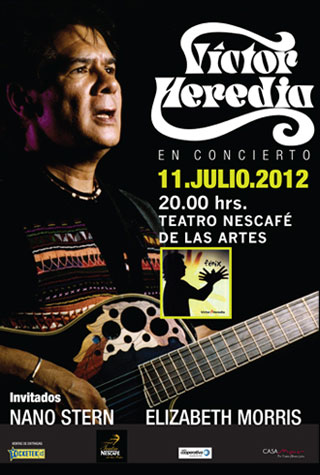 Cartel del concierto de Víctor Heredia en el Teatro Nescafé de las Artes.