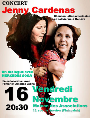 Cartel del concierto «Conversando con Mercedes Sosa» de Jenny Cárdenas.