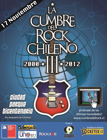 Cartel de la III Cumbre del Rock Chileno 2012.