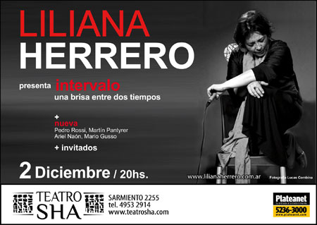 Lliliana Herrero en el Teatro Sha de Buenos Aires.