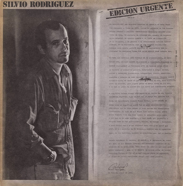 Portada de la primera edición del disco de Silvio Rodríguez «Unicornio» que llevó por título «Edición urgente».