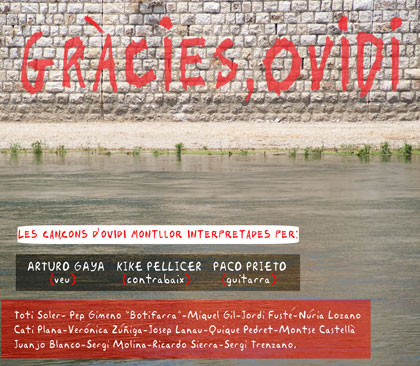 Portada del disco «Gràcies, Ovidi» de Arturo Gaya, Kike Pellicer y Paco Prieto.