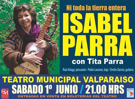 Cartel del concierto de Isabel Parra en Valparaíso.