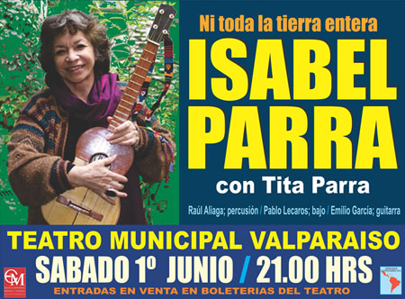 Cartel del concierto de Isabel Parra en Valparaíso.