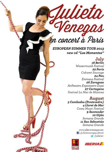 Cartel de la Gira europea «Los momentos» 2013 de Julieta Venegas.