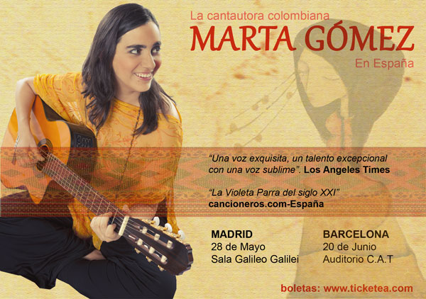 Cartel de los conciertos de Marta Gómez en Madrid y Barcelona.