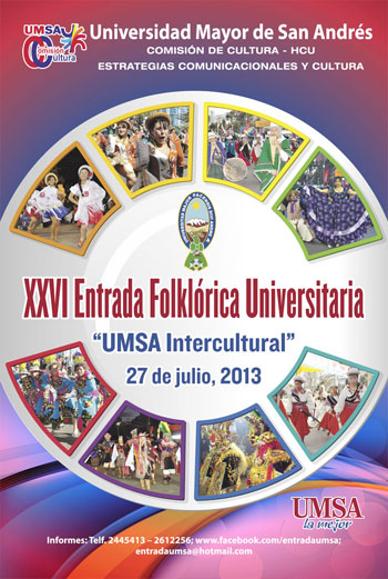 Cartel de la XXVI Entrada Folclórica Universitaria de la UMSA.