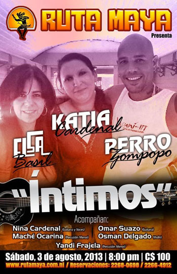 Cartel del concierto «Íntimos» de Katia Cardenal, Elsa Basil y Perrozompopo.