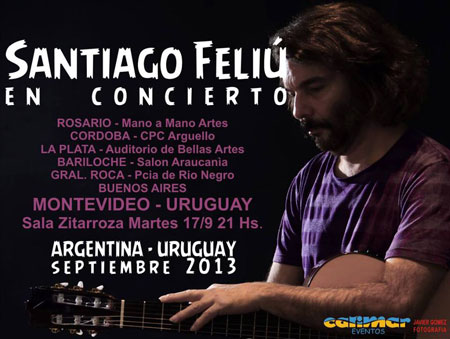 Cartel de la gira Argentina-Uruguay de Santiago Feliú.