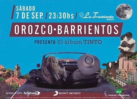 Cartel del concierto del dúo Orozco-Barrientos en La Trastienda de Buenos Aires. 