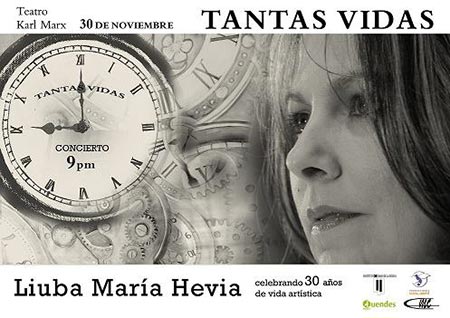 Cartel del concierto de Liuba María Hevia en el teatro Karl Marx de La Habana el 30 de noviembre.