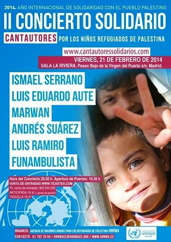 Cartel del concierto por los niños refugiados de Palestina.