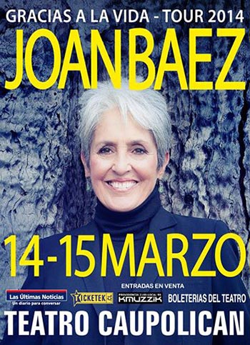 Joan Baez en el teatro Caupolicán de Santiago (Chile),