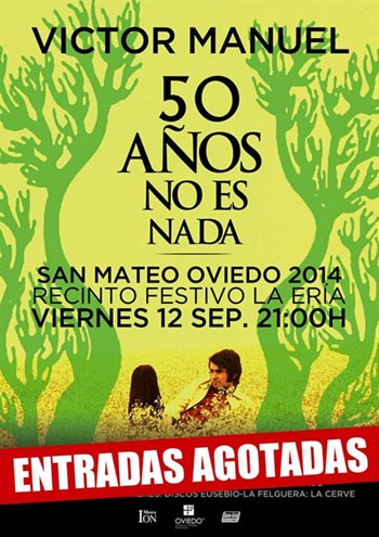 Cartel de concierto «50 años no es nada» de Víctor Manuel.