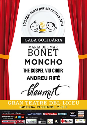 Maria del Mar Bonet, Moncho y Andreu Rifé en la gala solidaria para la alimentación infantil «100.000 comidas para nuestros niños».