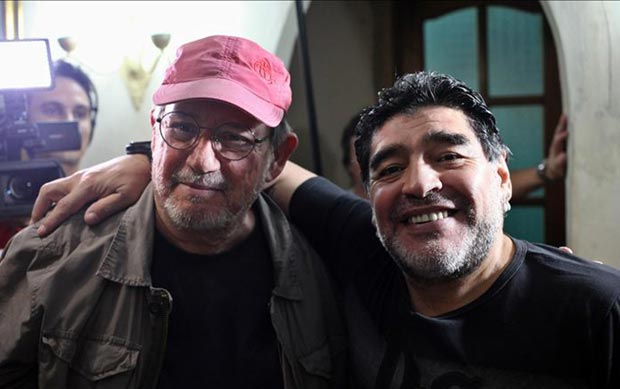 Silvio Rodríguez y Diego Armando Maradona.