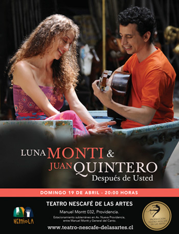 Luna Monti y Juan Quintero presentan «Después de usted» en Chile.