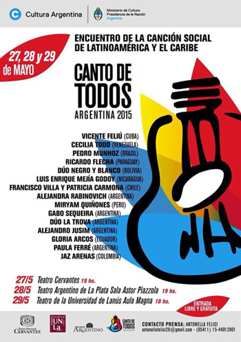 El festival «Canto de todos» llega a Argentina.