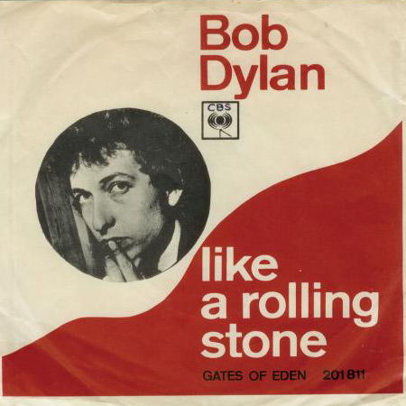 Portada del single «Like a rolling stone» de Bob Dylan.