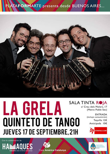 La Grela Quinteto de Tango representará a Buenos Aires en Barcelona.