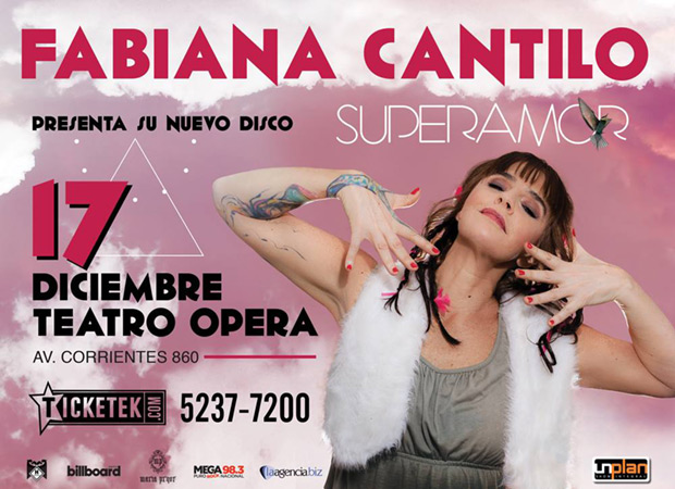 Fabiana Cantilo presentará «Superamor» en el Teatro Ópera de Buenos Aires.