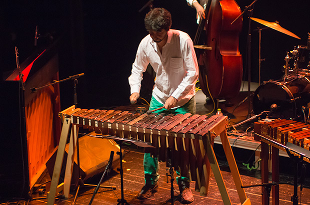 El colombiano Nicolás Cristancho «Yurgaki» con la marimba de chonta. © Xavier Pintanel