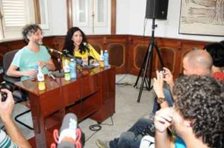 Fito Páez en conferencia de prensa en La Habana.