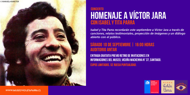 Homenaje de Isabel y Tita Parra a Víctor Jara en el museo Violeta Parra.