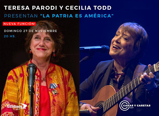 Cecilia Todd y Teresa Parodi juntas en Argentina con «La Patria es América».