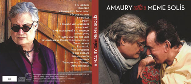 Portada y contraportada del disco «Amaury canta a Meme Solís» de Amaury Pérez.