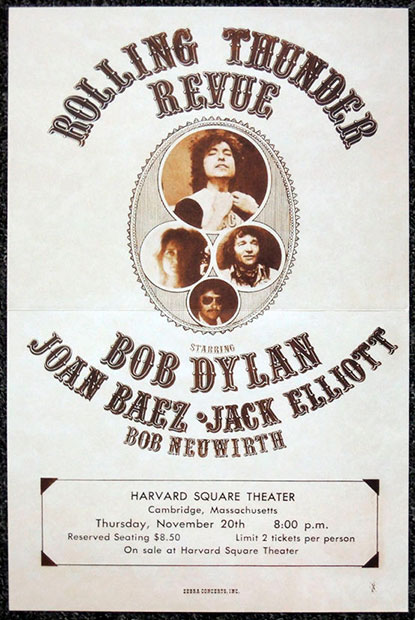 Afiche de la gira «Rolling Thunder Revue» de Bob Dylan.