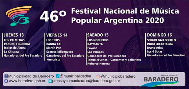 46 Festival Nacional de Música Popular Argentina de Baradero 2020.