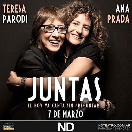 Cartel del espectáculo «Juntas» de Teresa Parodi y Ana Prada.