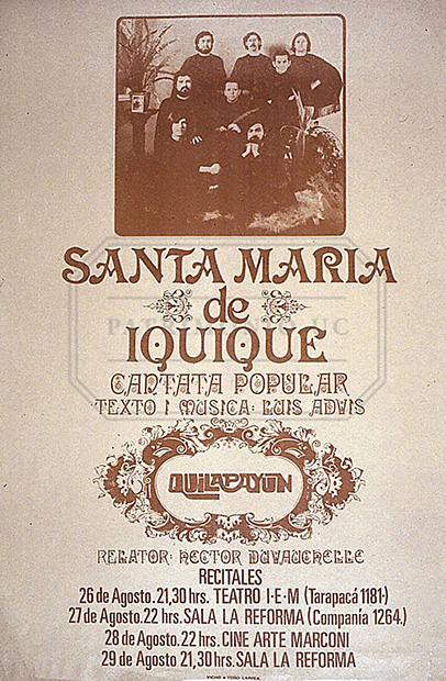 Programa de mano del estreno de la Cantata Santa María de Iquique.