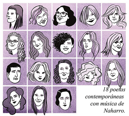 Portada del disco «18 poetas contemporáneas» de Naharro.