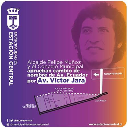 Víctor Jara tendrá una avenida en Santiago de Chile.