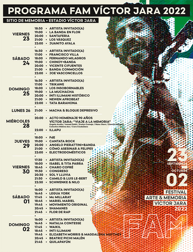 Programación FAM Festival Arte y Memoria Víctor Jara 2022.