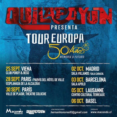 Quilapayún: Gira Tour Europa 50 años Memoria y Futuro.