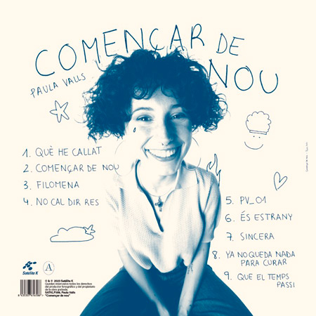 Contraportada del disco «Començar de nou» de Paula Valls.