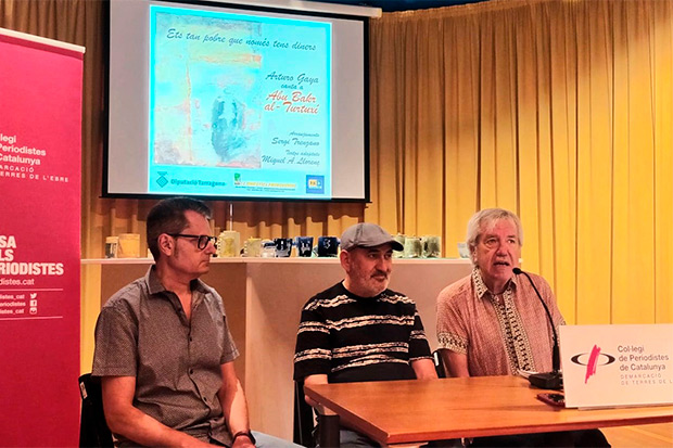 Miquel Àngel Llorenç, Sergi Trenzano y Arturo Gaya en el Col•legi de Periodistes de Tortosa.